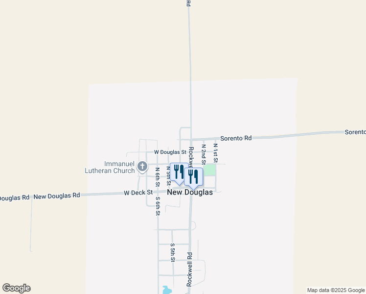 map of restaurants, bars, coffee shops, grocery stores, and more near 406 North 4th Street in New Douglas