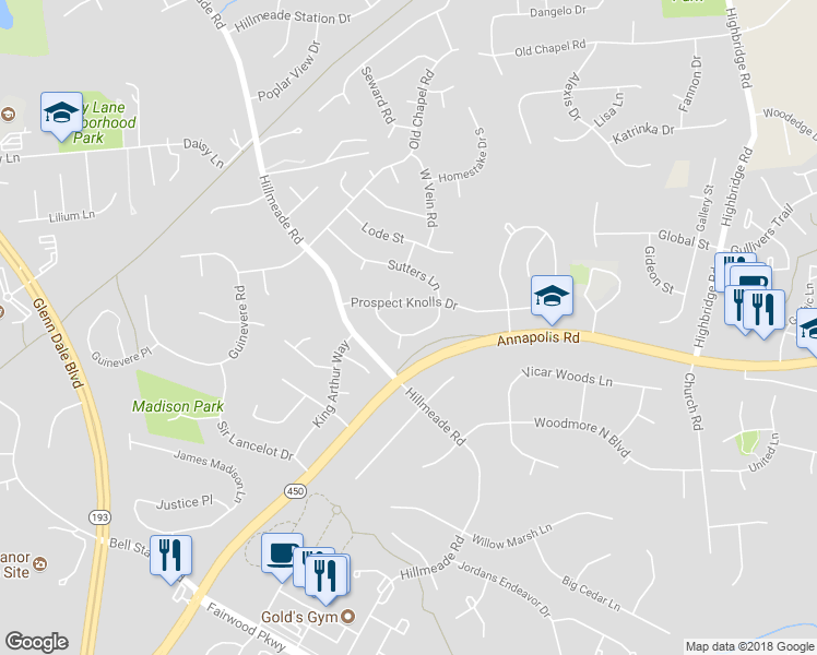 map of restaurants, bars, coffee shops, grocery stores, and more near 12913 Sutters Ln in Bowie