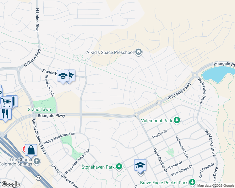 map of restaurants, bars, coffee shops, grocery stores, and more near 5759 ADKISSON PL in Colorado Springs
