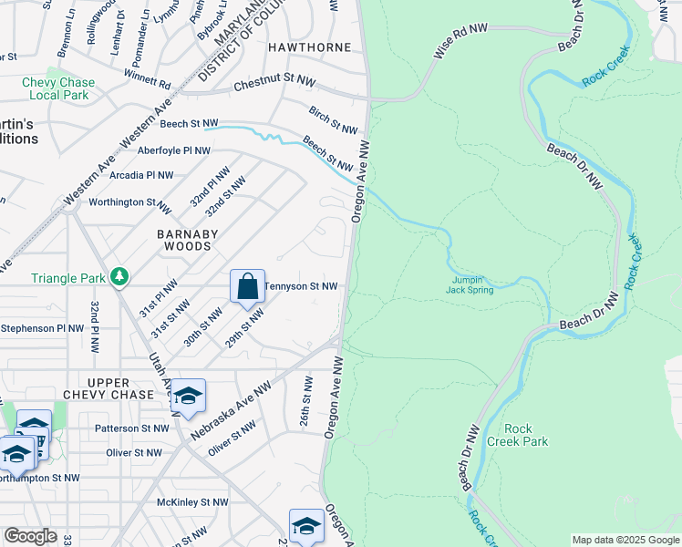 map of restaurants, bars, coffee shops, grocery stores, and more near 6310 Oregon Avenue Northwest in Washington