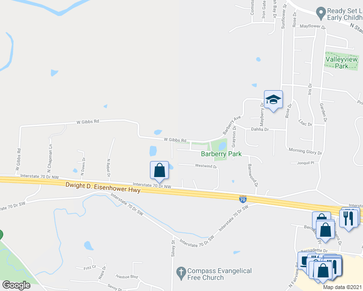 map of restaurants, bars, coffee shops, grocery stores, and more near 3614 Zinnia Drive in Columbia