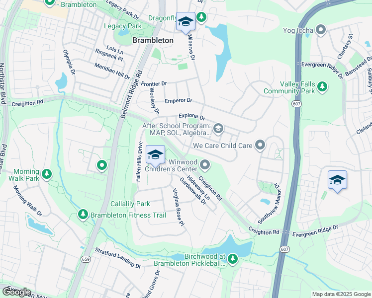 map of restaurants, bars, coffee shops, grocery stores, and more near 23131 Minerva Drive in Brambleton