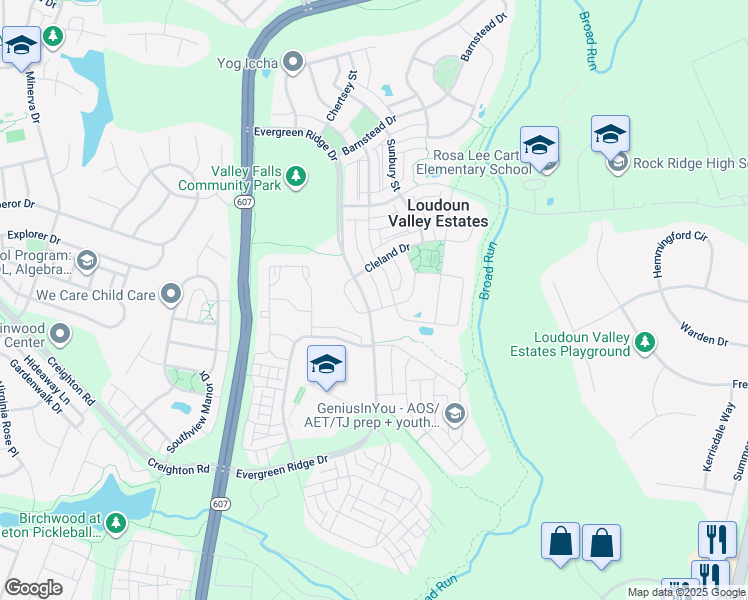map of restaurants, bars, coffee shops, grocery stores, and more near 23296 Evergreen Ridge Drive in Ashburn