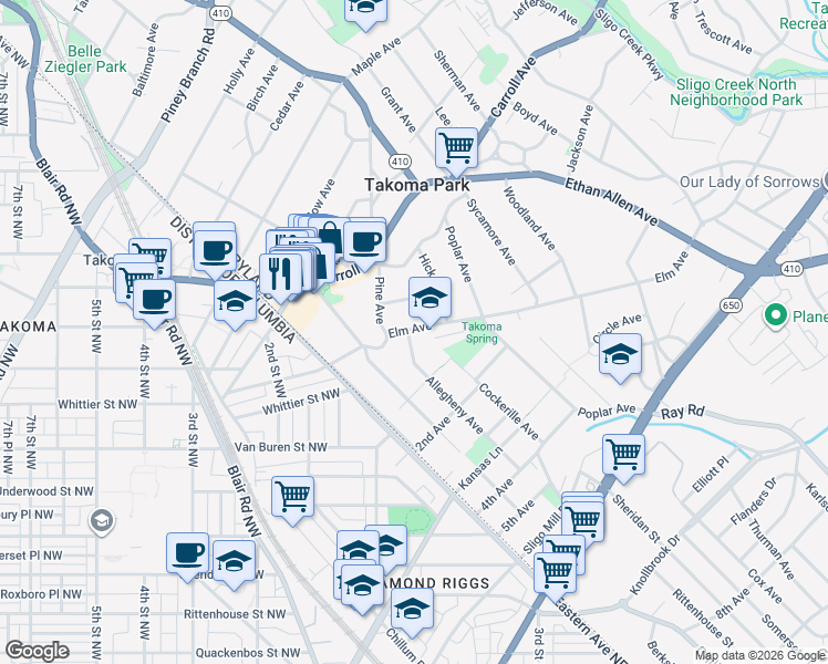 map of restaurants, bars, coffee shops, grocery stores, and more near 101 Independence Avenue Southeast in Washington