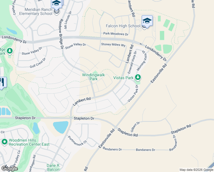 map of restaurants, bars, coffee shops, grocery stores, and more near 13511 Evening Sky Drive in Peyton