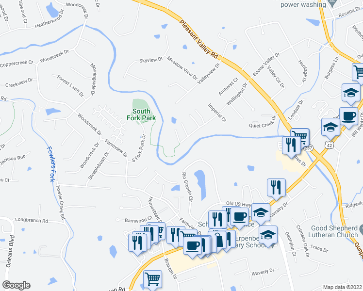 map of restaurants, bars, coffee shops, grocery stores, and more near 145 Wellington Drive in Florence