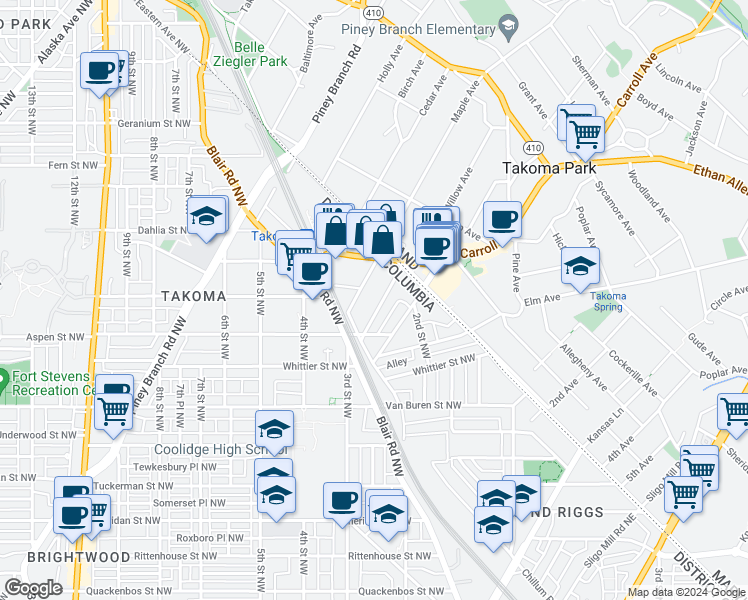 map of restaurants, bars, coffee shops, grocery stores, and more near 101 Independence Avenue Southeast in Washington