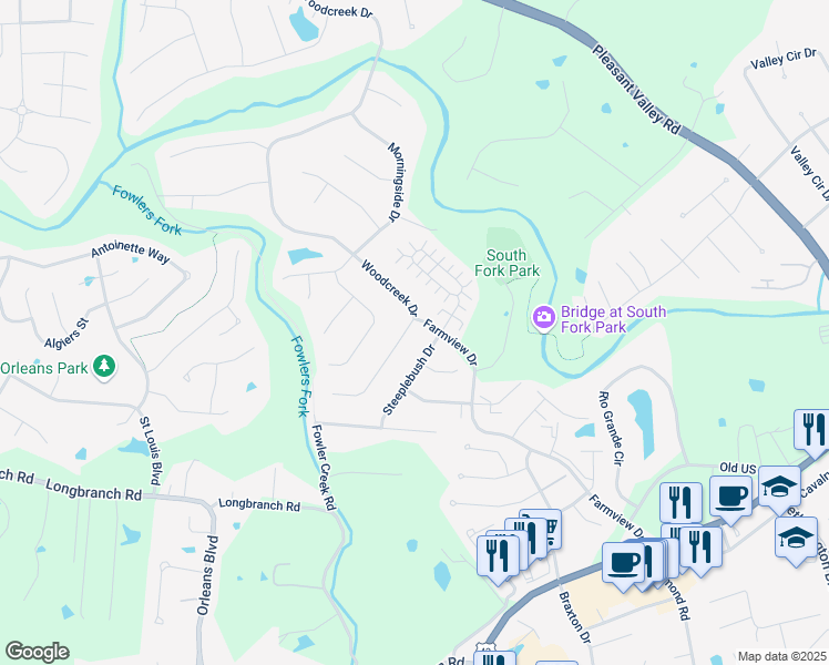 map of restaurants, bars, coffee shops, grocery stores, and more near 8464 Woodcreek Drive in Florence