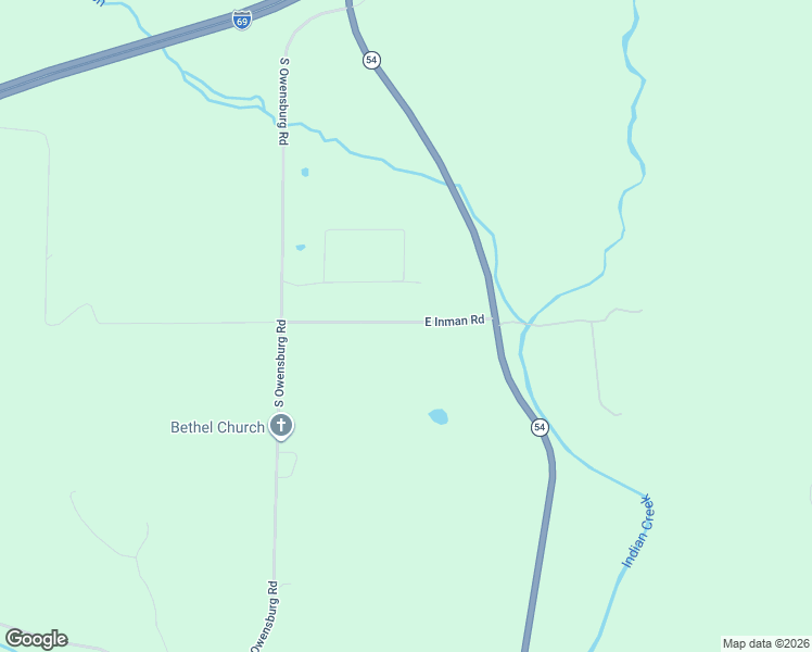 map of restaurants, bars, coffee shops, grocery stores, and more near 12742 East Inman Road in Springville