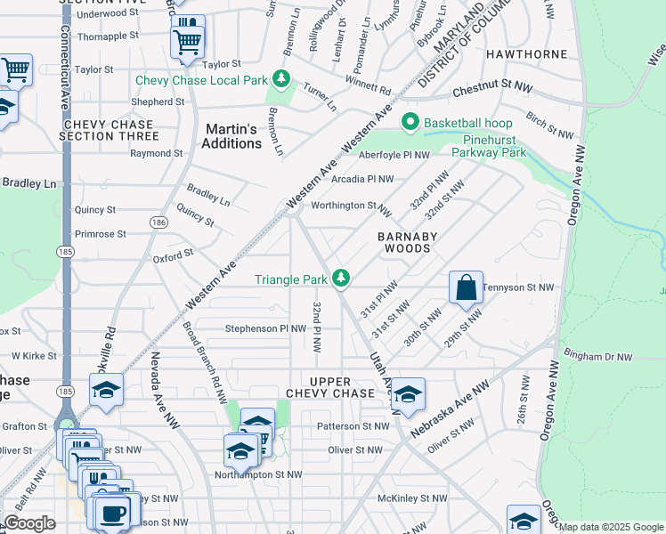 map of restaurants, bars, coffee shops, grocery stores, and more near 6323 Utah Avenue Northwest in Washington