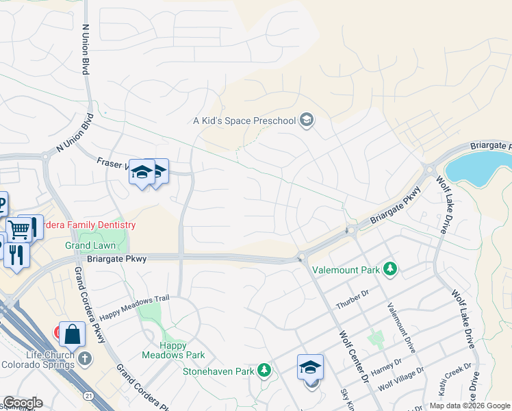 map of restaurants, bars, coffee shops, grocery stores, and more near 5759 ADKISSON PL in Colorado Springs