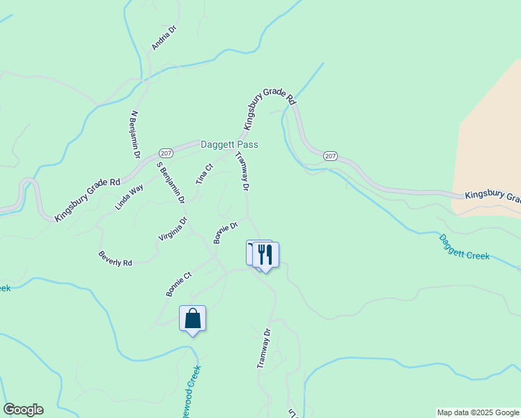 map of restaurants, bars, coffee shops, grocery stores, and more near 177 Tramway Drive in Stateline