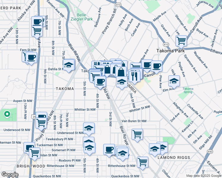 map of restaurants, bars, coffee shops, grocery stores, and more near 101 Independence Avenue Southeast in Washington