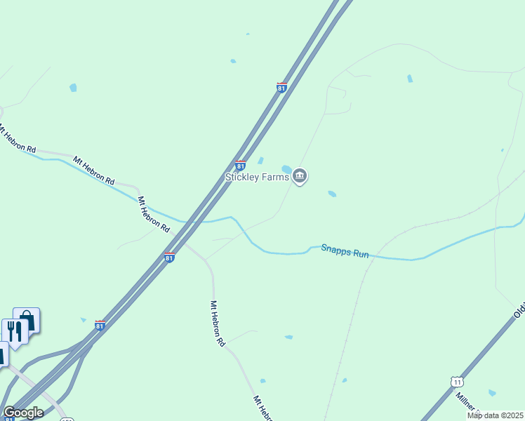 map of restaurants, bars, coffee shops, grocery stores, and more near 213 Copp Road in Strasburg