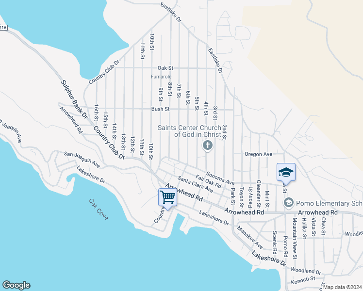 map of restaurants, bars, coffee shops, grocery stores, and more near 3362 7th Street in Clearlake