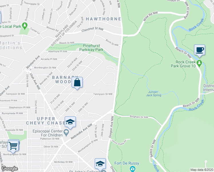 map of restaurants, bars, coffee shops, grocery stores, and more near 2712 Unicorn Lane Northwest in Washington