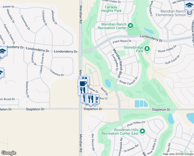 map of restaurants, bars, coffee shops, grocery stores, and more near 11830 Kalmath Way in Peyton