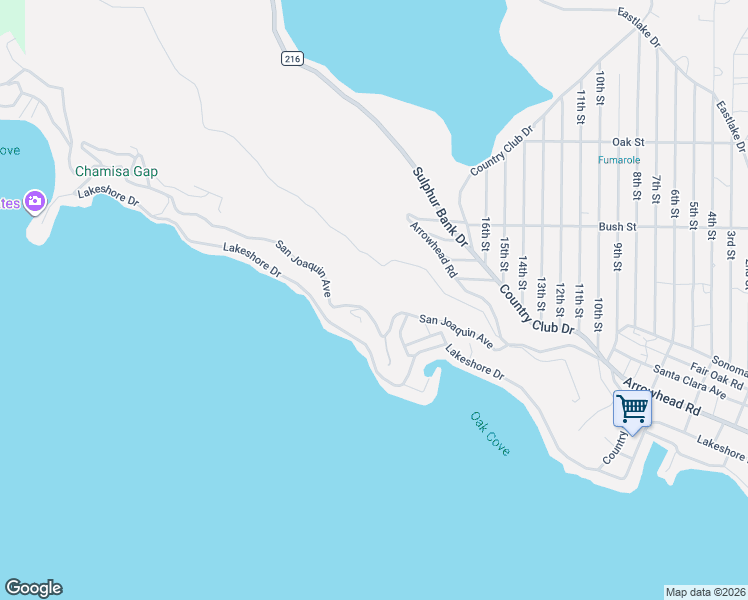 map of restaurants, bars, coffee shops, grocery stores, and more near 12820 San Joaquin Avenue in Clearlake