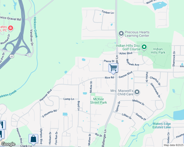 map of restaurants, bars, coffee shops, grocery stores, and more near 4516 Waterloo Drive in Columbia