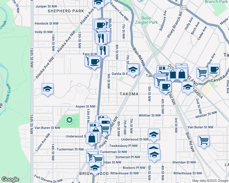 map of restaurants, bars, coffee shops, grocery stores, and more near 101 Independence Avenue Southeast in Washington