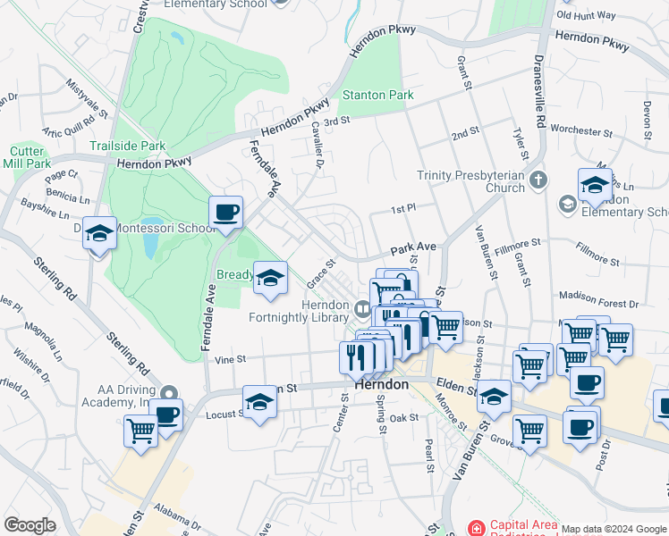 map of restaurants, bars, coffee shops, grocery stores, and more near 101 Independence Avenue Southeast in Washington