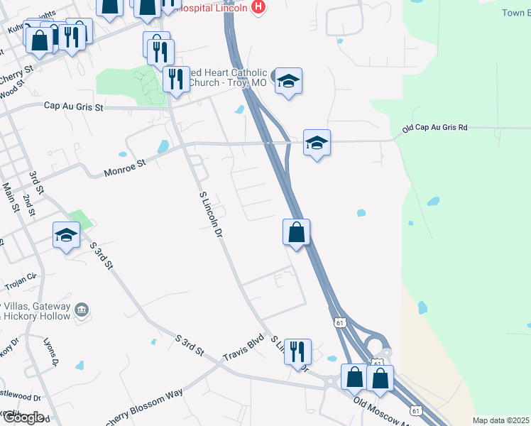 map of restaurants, bars, coffee shops, grocery stores, and more near 30 Silver Court in Troy