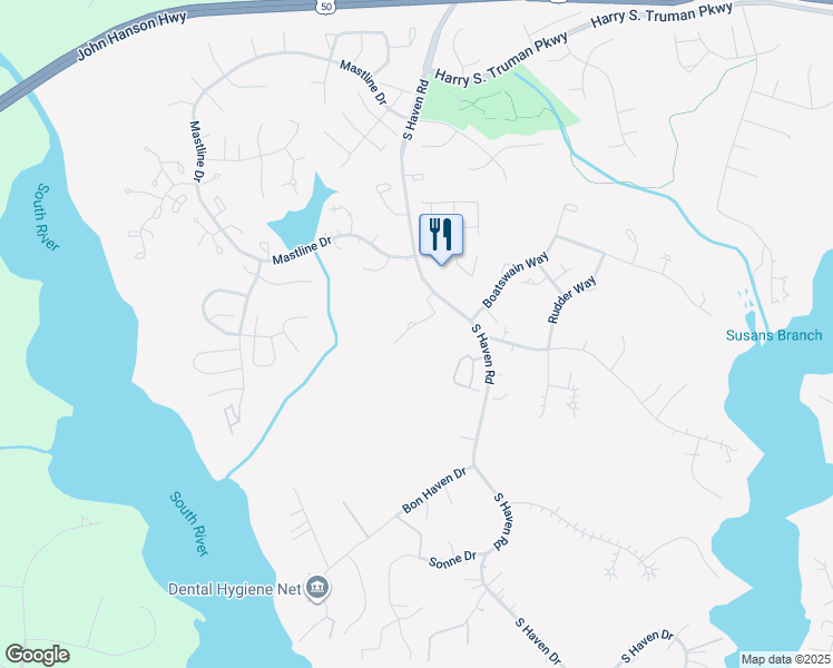 map of restaurants, bars, coffee shops, grocery stores, and more near 930 Astern Way in Annapolis