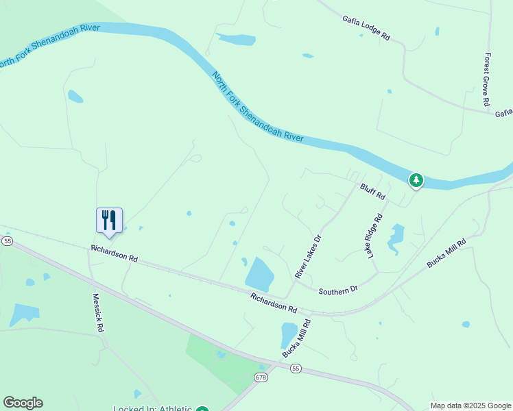 map of restaurants, bars, coffee shops, grocery stores, and more near Rocky Bluff Road in Warren County
