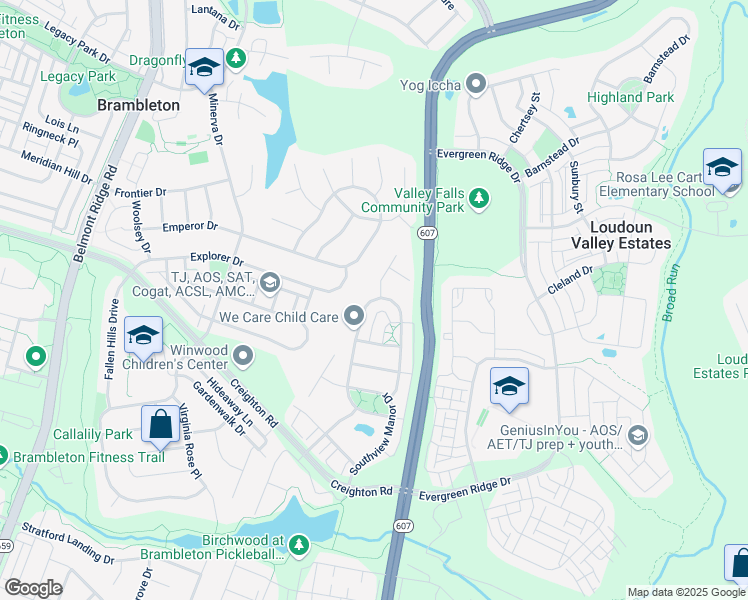 map of restaurants, bars, coffee shops, grocery stores, and more near 43056 Ashley Heights Circle in Ashburn