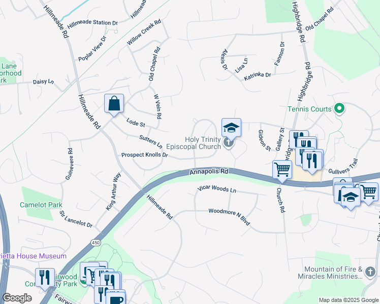 map of restaurants, bars, coffee shops, grocery stores, and more near 13209 Marthas Choice Circle in Bowie
