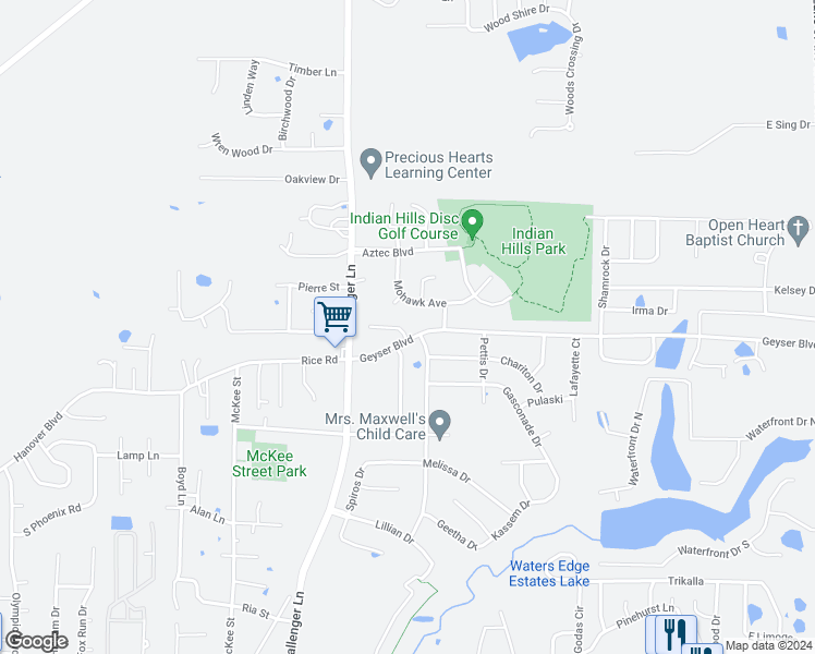 map of restaurants, bars, coffee shops, grocery stores, and more near 4901 Moniteau in Columbia