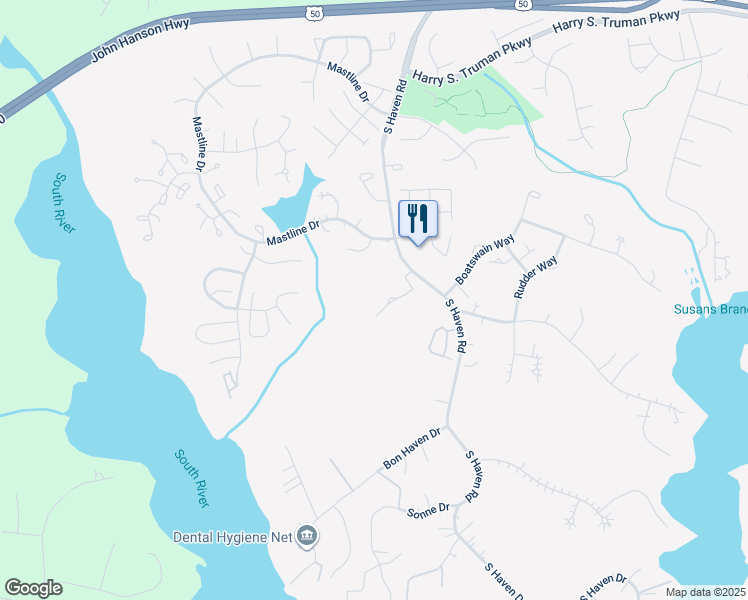 map of restaurants, bars, coffee shops, grocery stores, and more near 940 Astern Way in Annapolis