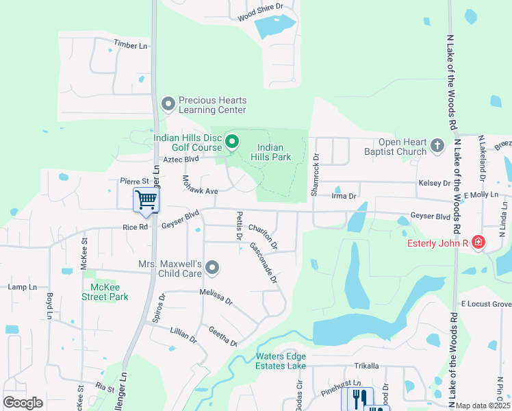 map of restaurants, bars, coffee shops, grocery stores, and more near 5107 Rice Road in Columbia