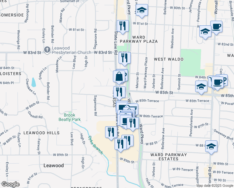 map of restaurants, bars, coffee shops, grocery stores, and more near in 