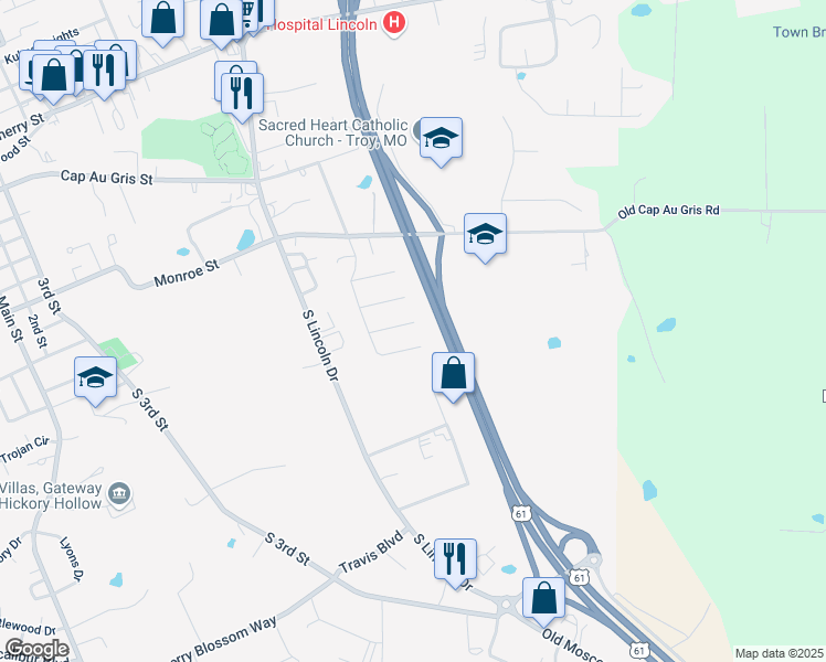 map of restaurants, bars, coffee shops, grocery stores, and more near 30 Silver Court in Troy