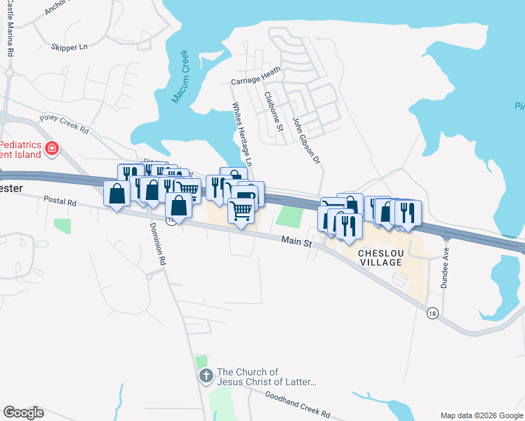 map of restaurants, bars, coffee shops, grocery stores, and more near 110 Country Day Road in Chester