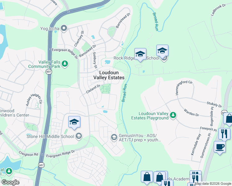 map of restaurants, bars, coffee shops, grocery stores, and more near 43289 Mitcham Square in Ashburn