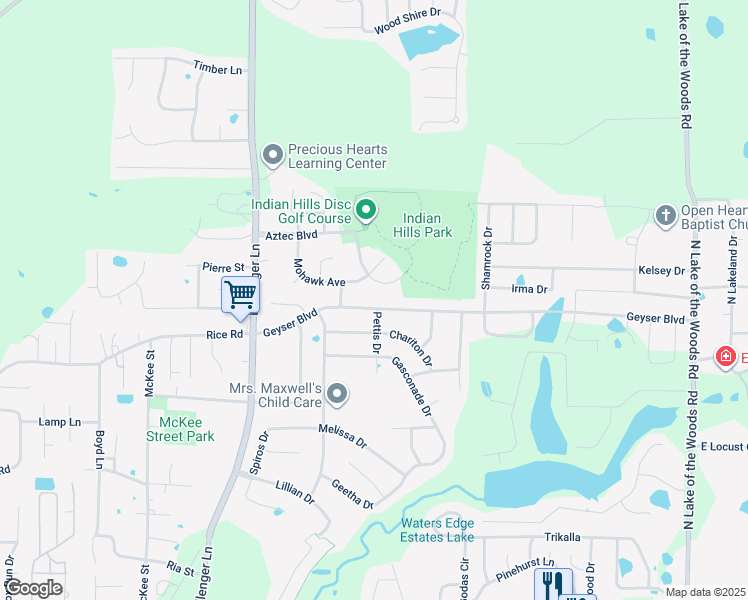 map of restaurants, bars, coffee shops, grocery stores, and more near 5107 Rice Road in Columbia