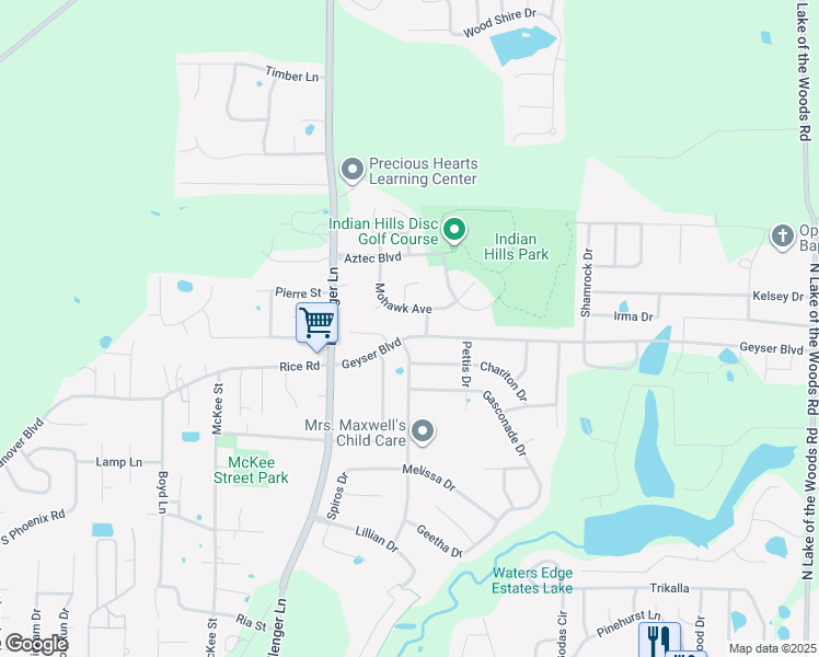 map of restaurants, bars, coffee shops, grocery stores, and more near 4913-4915 Rice Road in Columbia