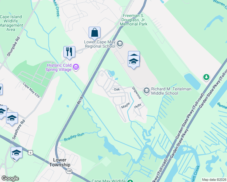 map of restaurants, bars, coffee shops, grocery stores, and more near 709 U.S. 9 in Cape May