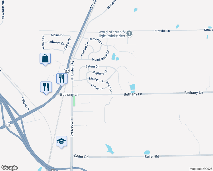 map of restaurants, bars, coffee shops, grocery stores, and more near 340 Venus Drive in Godfrey