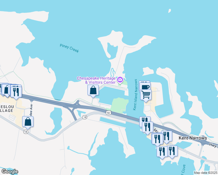 map of restaurants, bars, coffee shops, grocery stores, and more near 2D Piney Narrows Road in Chester