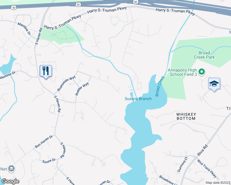 map of restaurants, bars, coffee shops, grocery stores, and more near 418 Lightship Landing Way in Edgewater