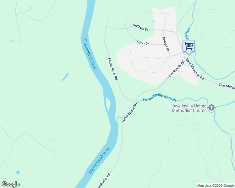 map of restaurants, bars, coffee shops, grocery stores, and more near 123 Farms River Road in Front Royal