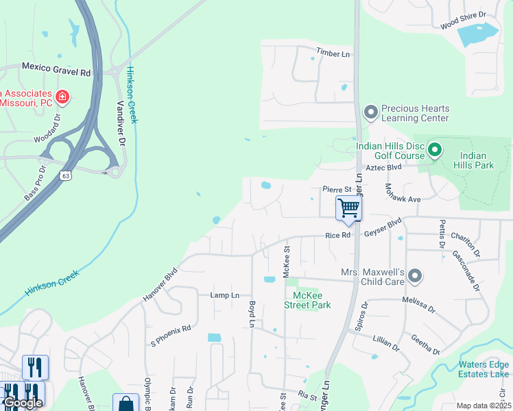 map of restaurants, bars, coffee shops, grocery stores, and more near 4401 Stevendave Drive in Columbia