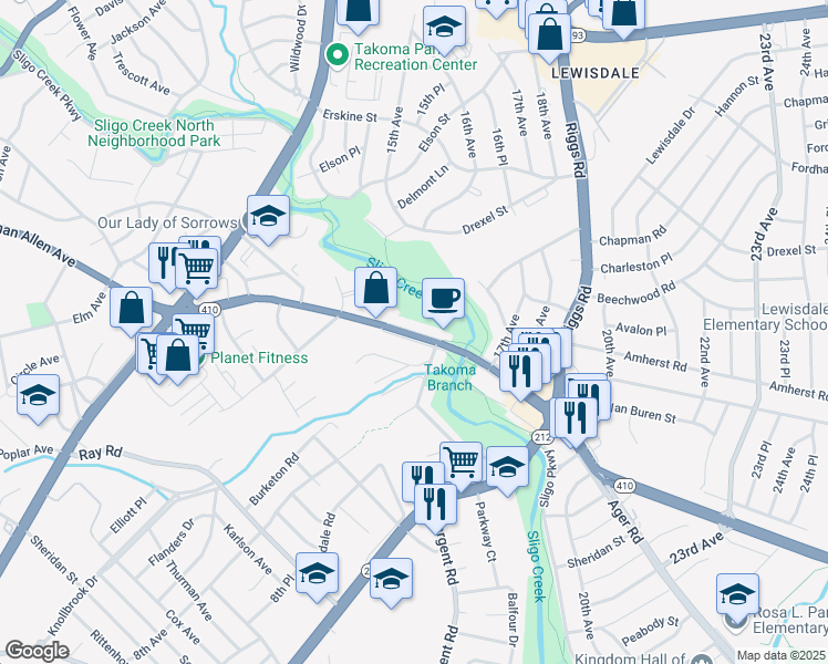 map of restaurants, bars, coffee shops, grocery stores, and more near 101 Independence Avenue Southeast in Washington