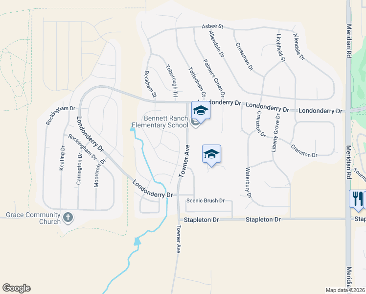 map of restaurants, bars, coffee shops, grocery stores, and more near 9847 Beckham Street in Peyton