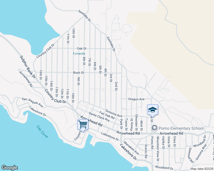 map of restaurants, bars, coffee shops, grocery stores, and more near 3306 4th Street in Clearlake
