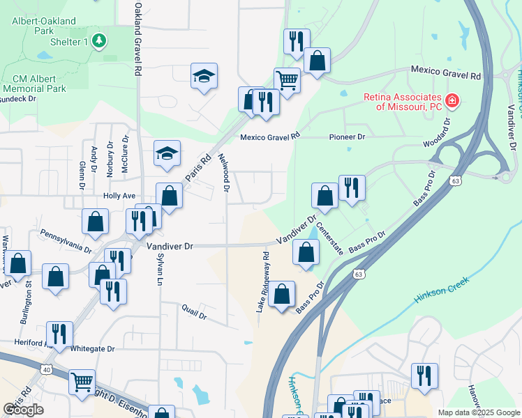 map of restaurants, bars, coffee shops, grocery stores, and more near 2806 Mulberry Rd in Columbia