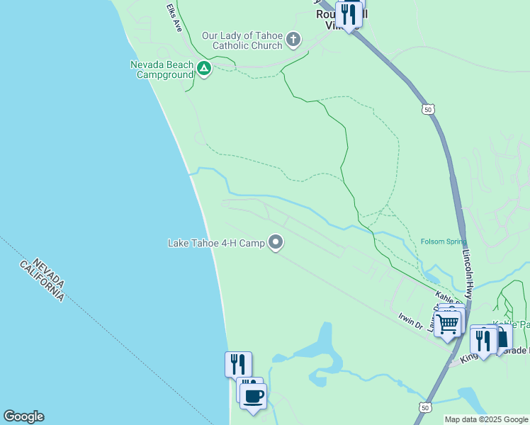 map of restaurants, bars, coffee shops, grocery stores, and more near 17 Beach Club Drive in Stateline